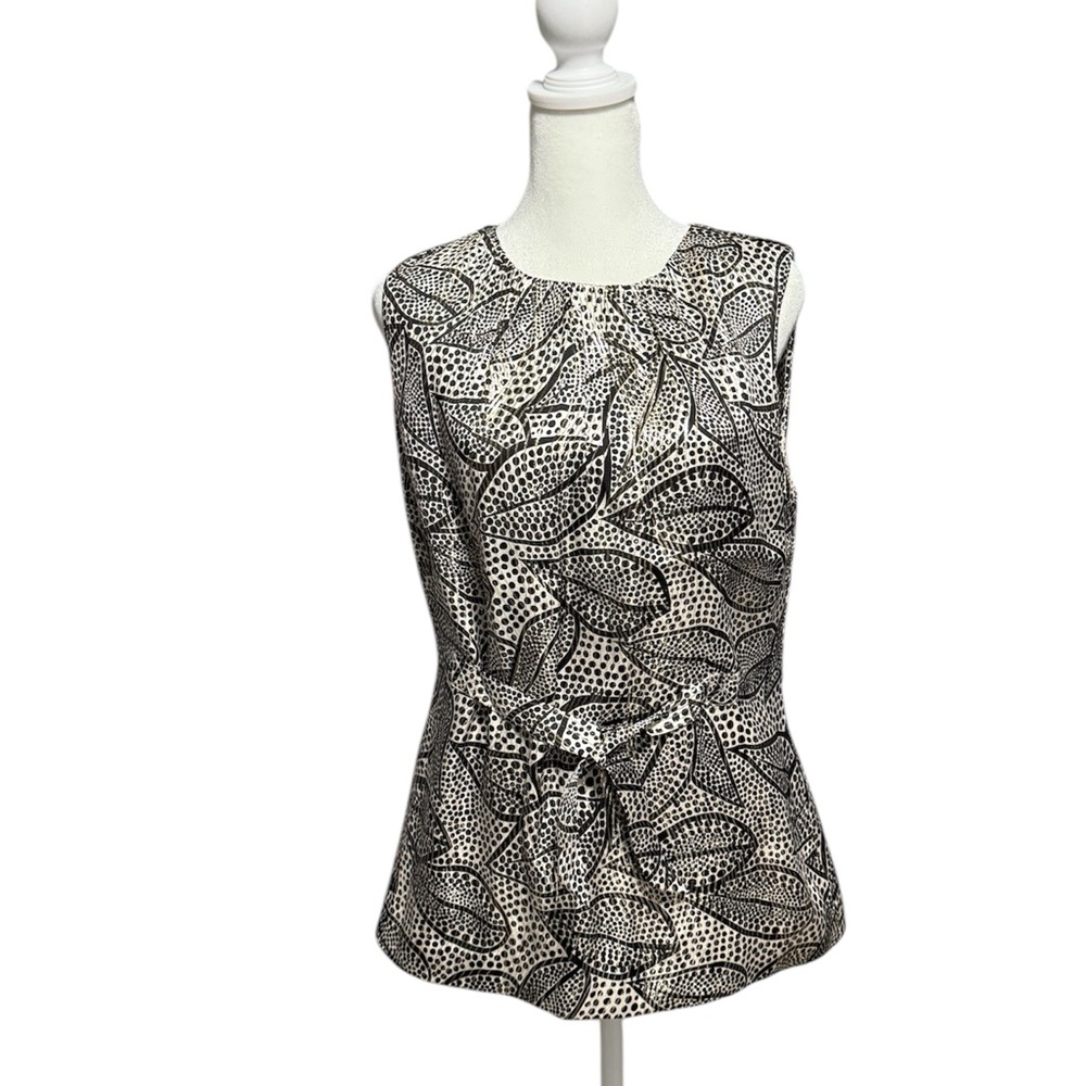Tory Burch Black and White Leaf Print Blouse-8